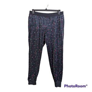 Kate Spade Velour Jogger Pants Womens Size Medium Black Polka Dot Sleep Lounge